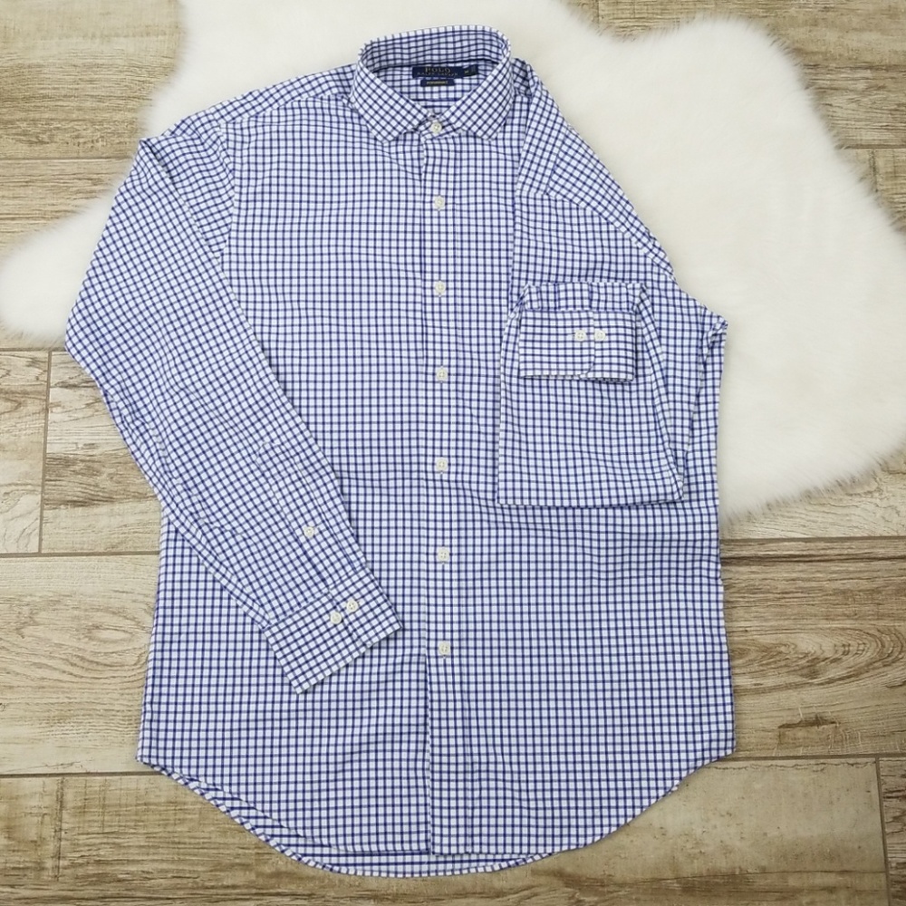 Ralph Lauren L/S Blue & white checkered shirt